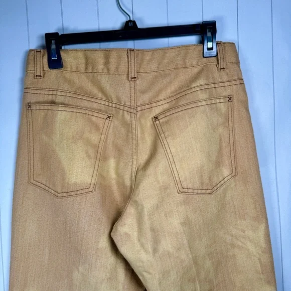 VTG 70s Put On Shop Sears Tan Tie Dye Jeans Retro Hipster Hippie Pants 31x30
